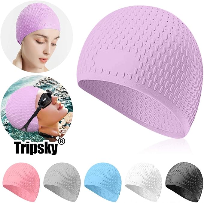 Tripsky Silicone Swim Cap, Comfortable Bathing Cap Ideal - Image 8
