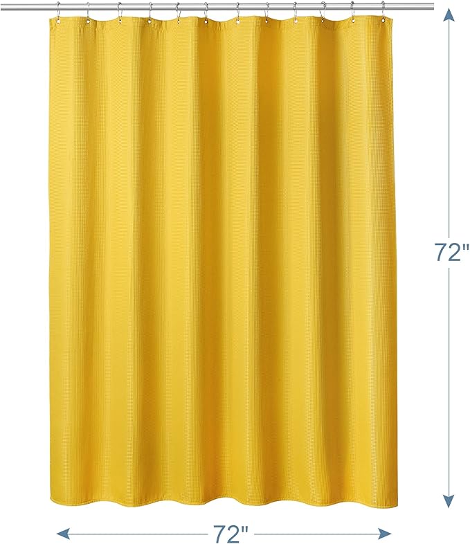 AmazerBath Waffle Shower Curtain, Bright Yellow Shower Curtain Fabric - Image 8