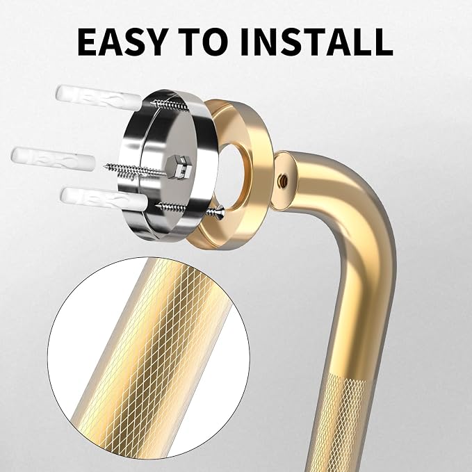 24 Inch Anti Slip Shower Grab Gold, Munzong Bathroom Grab Bar, Knurled Bathroom - Image 4