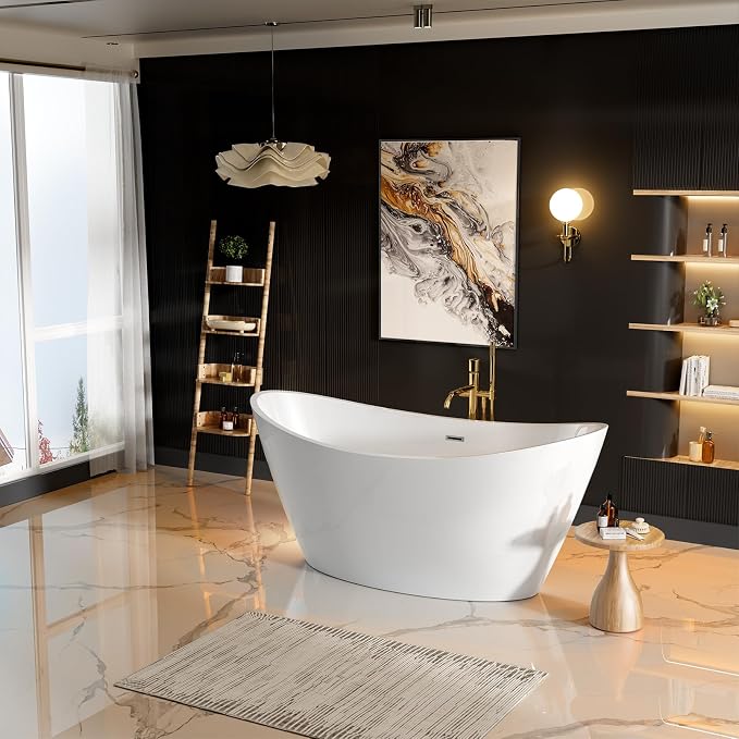 BATHTUB 67" Free Standing Tub, Luxury Acrylic Soaking Tub, Modern Stand Alone - Image 3
