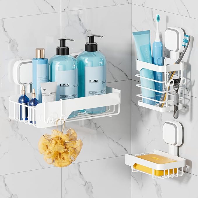 TAILI Shower Caddy Suction Cup 3 Pack, Stainless Steel Rustproof Shelves by TAILI