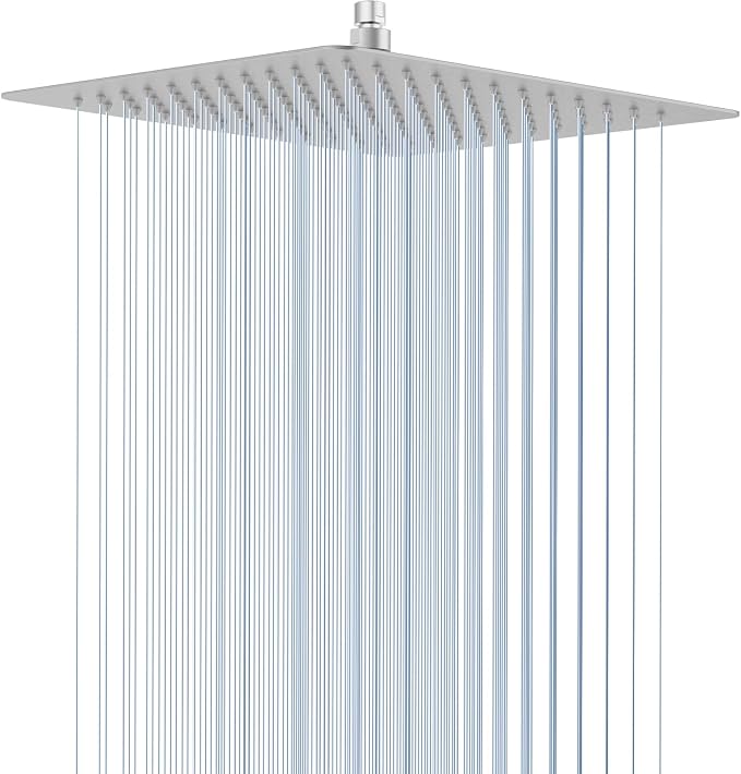 12 Inch Rain Shower Head, 1/16" Ultra Thin, Waterfall Full Body Coverage by Borlon