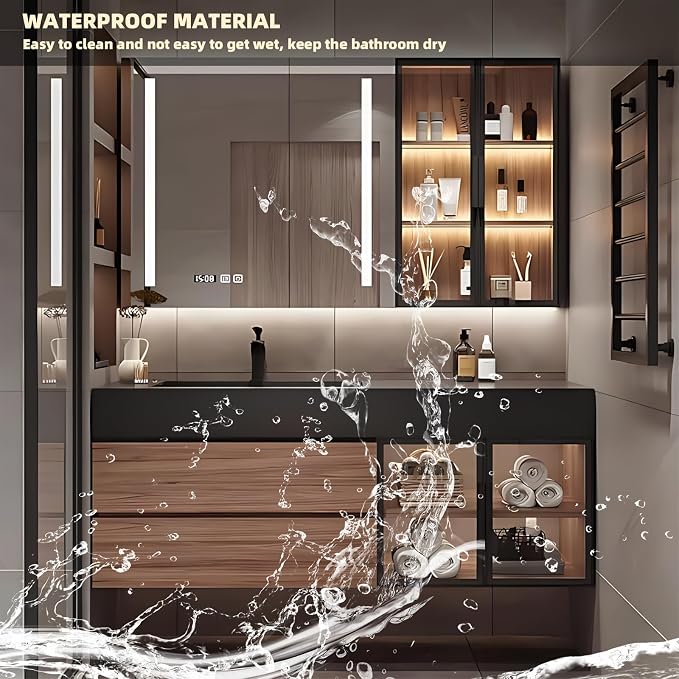 Single Sink Bathroom Vanity, Floating Bathroom Vanity Set Includes LED Smart - Image 5