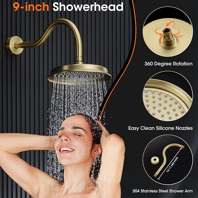 Antique Rainfall Shower System Bathroom Luxury Rain Mixer Shower Faucet Set - Image 7