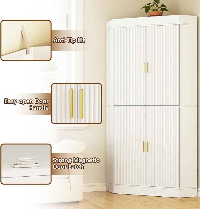 70.3'' Corner Cabinet, Corner Kitchen Pantry - Image 3