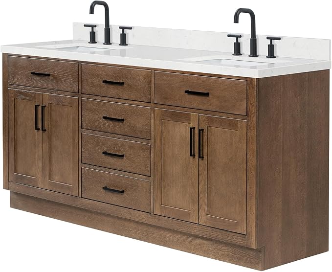 ARIEL Hepburn 72 Inch Double Rectangle Sink Bathroom Vanity - Image 4