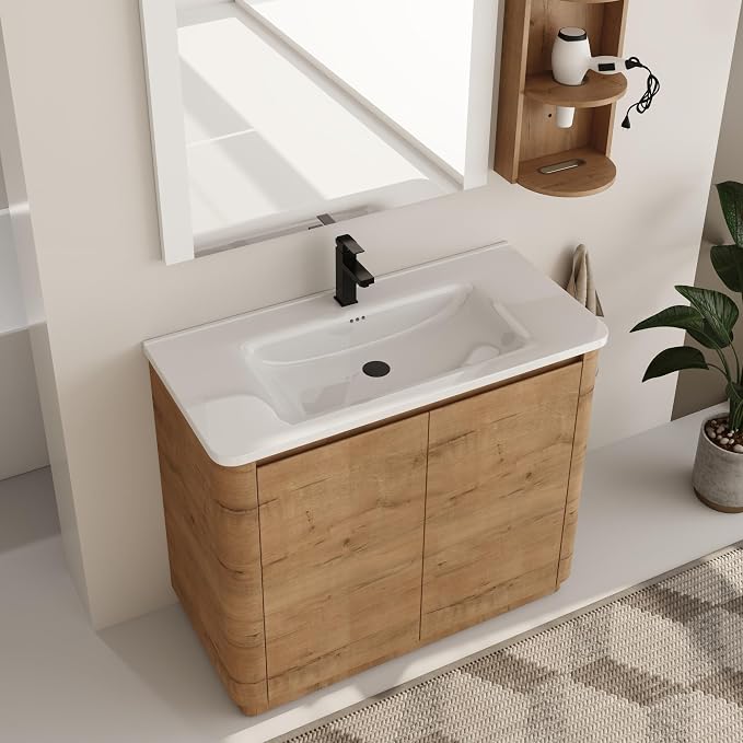 40 Inch Bathroom Vanity with Sink, Wooden Bathroom Cabinet with Soft Close Doors - Image 9