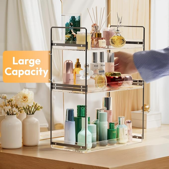 Bathroom Countertop Organizer, 3 Tier Metal Vanity Counter Skincare Shelf - Image 5