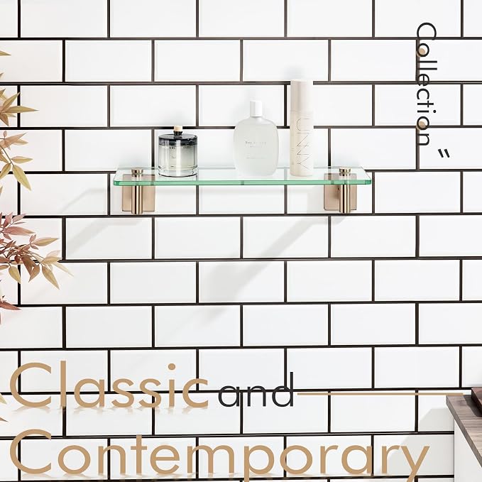 KOKOSIRI Wall Shelves Bathroom Hardware Glass Floating Shelf 16-Inch - Image 12