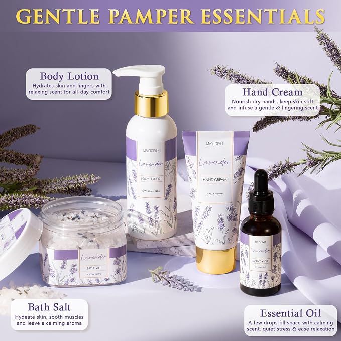 Christmas Birthday Gifts for Women, Lavender Relaxing Spa Gift Baskets for - Image 5