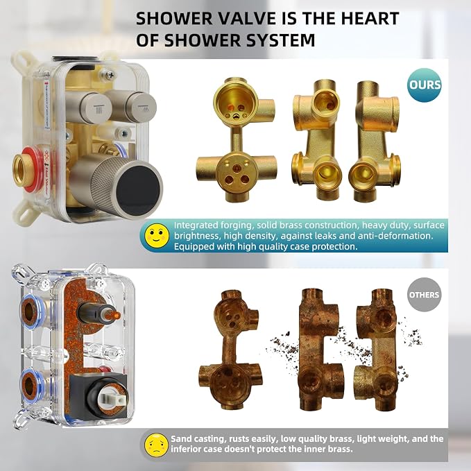 Digital Display Shower System Set 16 Inches Rain Fall Head Temperature Valve - Image 4