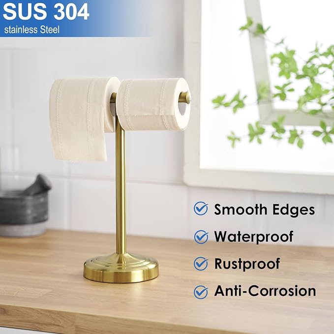 RUMOSE 13 Inch Brushed Gold Towel Stand Hand Towel Holder Bathroom Kitchen - Image 6