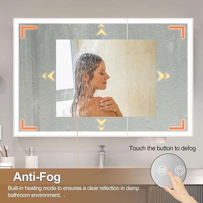 35"x24" Medicine Cabinet with Lights, LED Lighted Medicine Cabinet with Mirror - Image 3