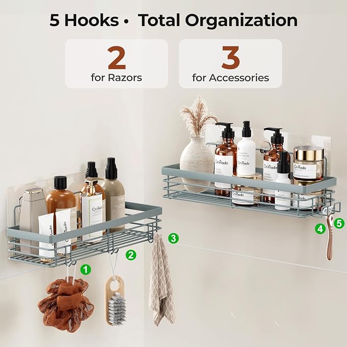 Orimade Shower Caddy with 5 Hooks - Image 7