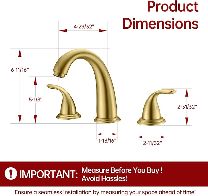 sumerain 3 Hole Roman Tub Faucet Brushed Gold - Image 2