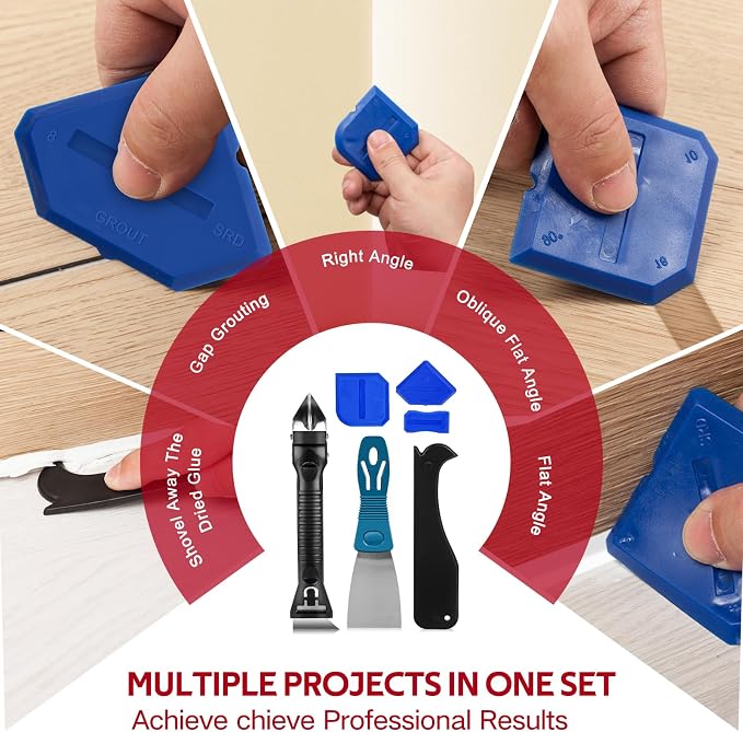 Silicone Caulking Tool Kit, Caulk Remover Tool, Putty Knife Scraper, 3 Glass - Image 4