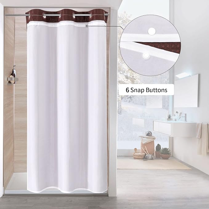 MitoVilla Brown Waffle Small Stall Shower Curtain Liner Set 36 x 74, No Hooks - Image 2