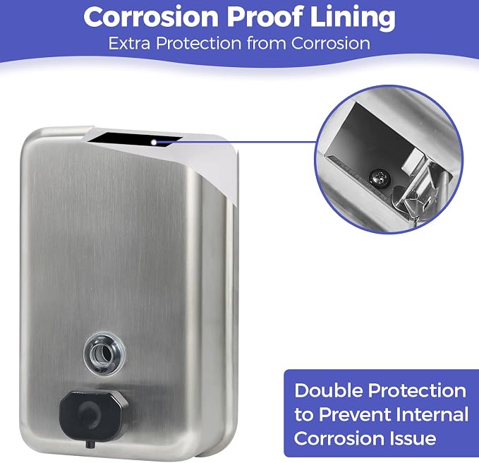 Heavy Duty Stainless Steel Wall Mount Soap Dispenser, 1100ml/37oz, - Image 4