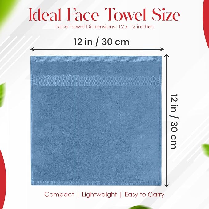 RIVERSIDE 12 Pack Premium 100% Cotton Face Washcloths, 550 GSM, 12 x 12 Inches - Image 2