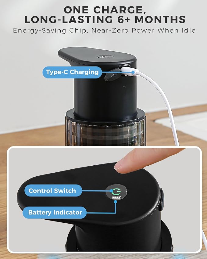 Automatic Liquid Soap Dispenser Touchless, 10oz/300ml Rechargeable, 3 - Image 5