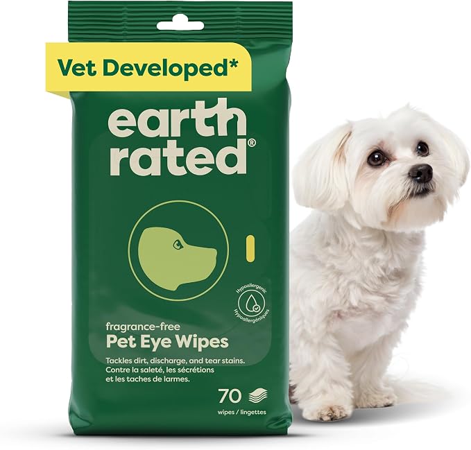 Earth Rated Vet-Developed Pet Eye Wipes, Hypoallergenic Cleaner by EarthRated