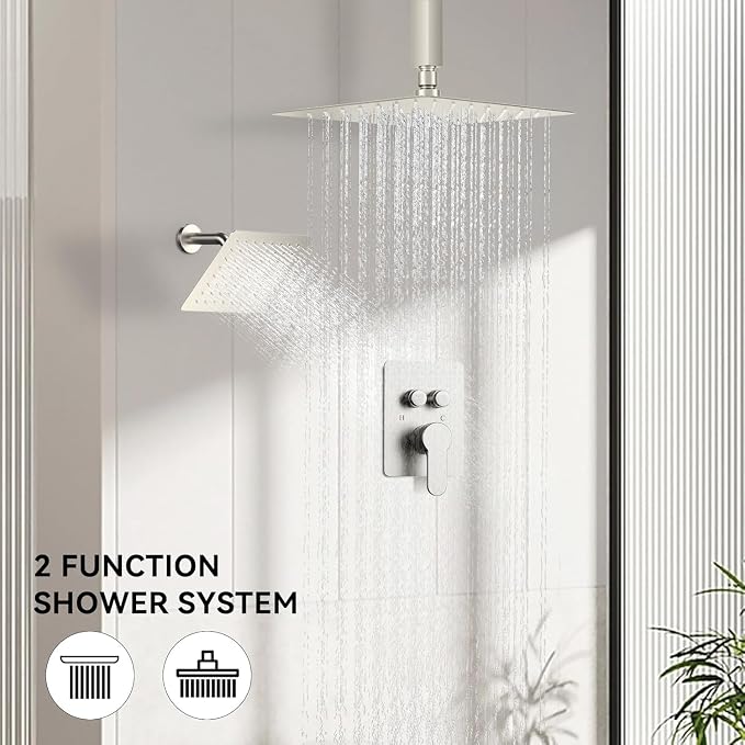 Shower Faucets Sets Shower System Brushed Nickel, STARBATH 12" Ceiling Mount - Image 6