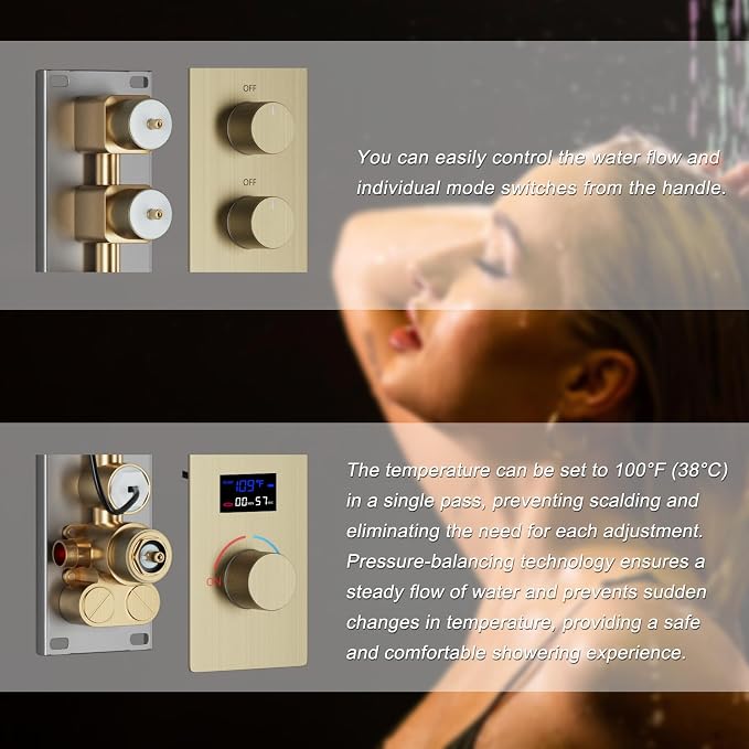 Brushed Gold Digital Display Shower System - Image 2
