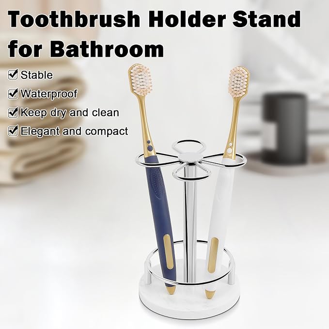 HarJue Toothbrush Holder Stand for Bathroom, Metal Toothbrush Organizer - Image 3