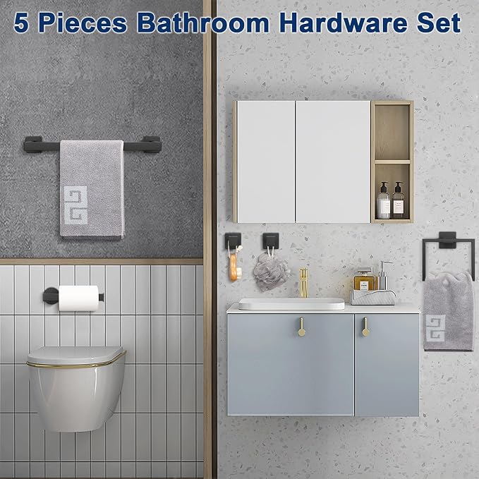 NearMoon 5 Pieces Bathroom Hardware Set 304 Stainless Steel - Image 3
