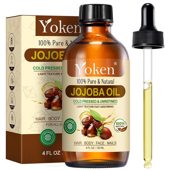Jojoba Oil 4 fl oz EWG Verified 100% Pure Jojoba Oil Cold Pressed by Yoken