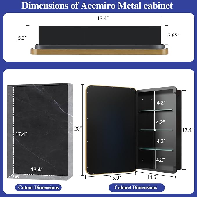 Bathroom Medicine Cabinet, Recessed & Surface Wall Cabinet - Image 4