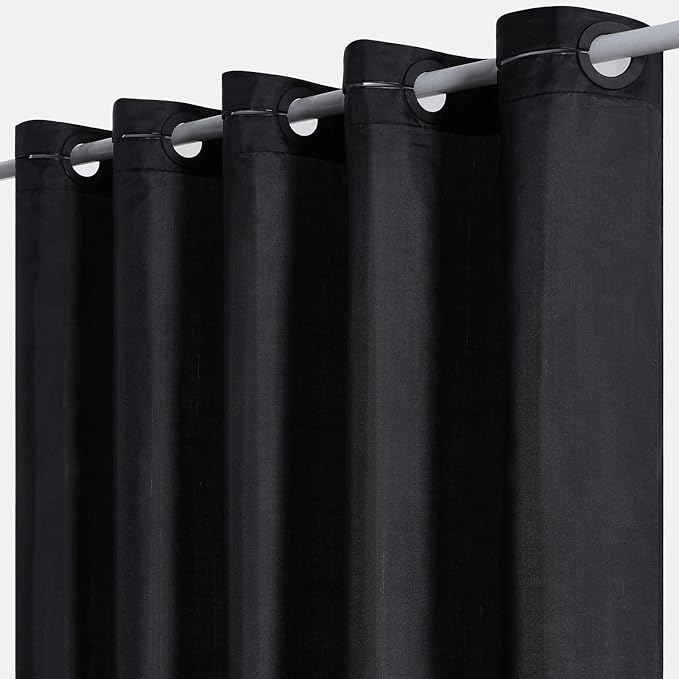 Furlinic Black Stall No Hook Shower Curtain, Heavy Duty Fabric Bathroom Curtain by Furlinic