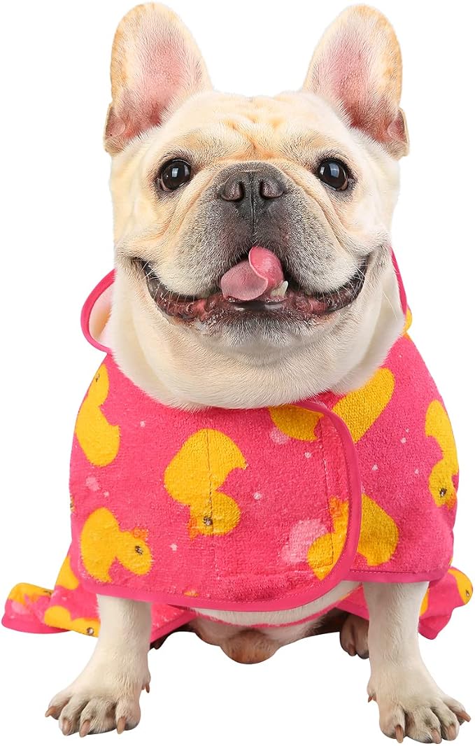 HDE Dog Bathrobe Super Absorbent Quick Drying Puppy Towel Wrap Coat Adjustable - Image 4