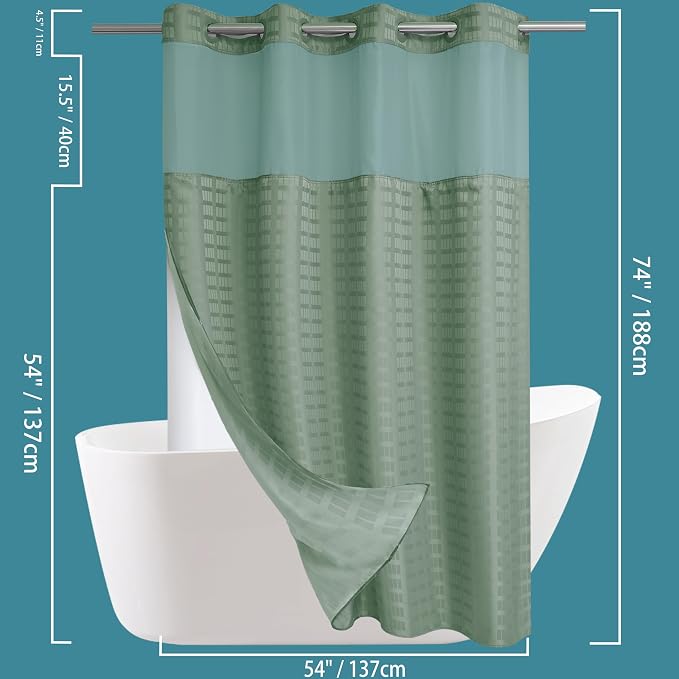 Conbo Mio Stall No Hook Sage Green Shower Curtain - Image 6