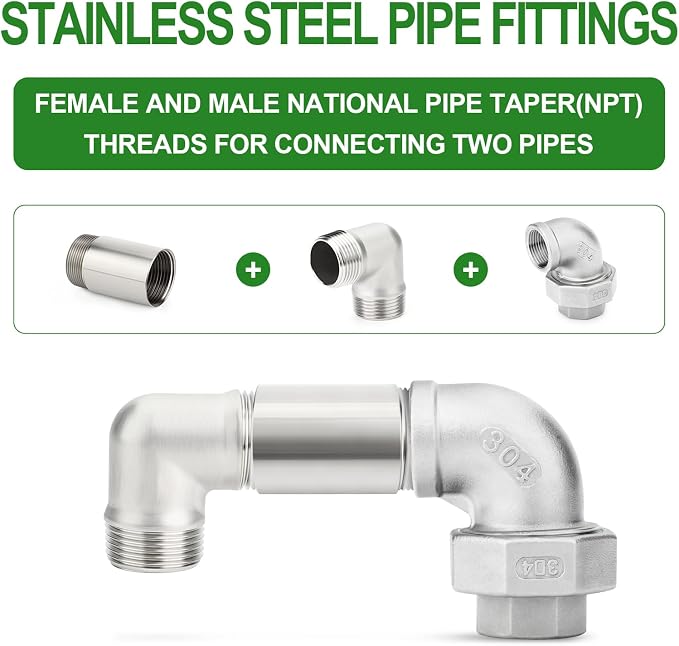 TAISHER 1PCS Stainless Steel Pipe Fittings, 1-1/2" NPT Male x 1-1/2" NPT Female - Image 6