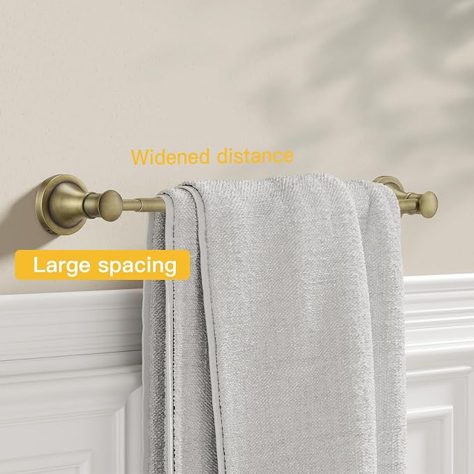 BESy Adjustable Antique Brass 16.5 to 28.7 Inch Bath Towel Bar Rack - Image 7