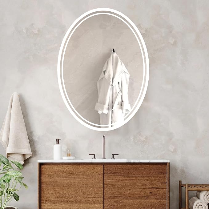 32 x 24 inch Oval LED Bathroom Mirror Anti-Fog 3 Colors Light Dimmable Wall - Image 8