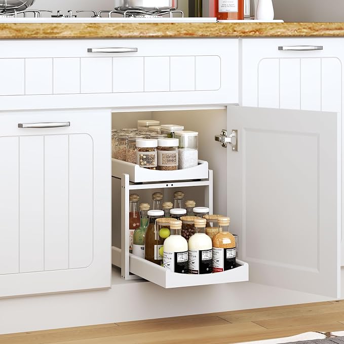 Bamboo Under Sink Organizer and Storage, 1 Pack Pull Out Cabinet Organization - Image 3
