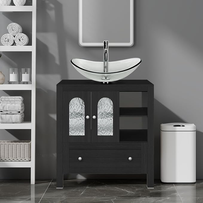 30-Inch Black Bathroom Vanity by Solidee