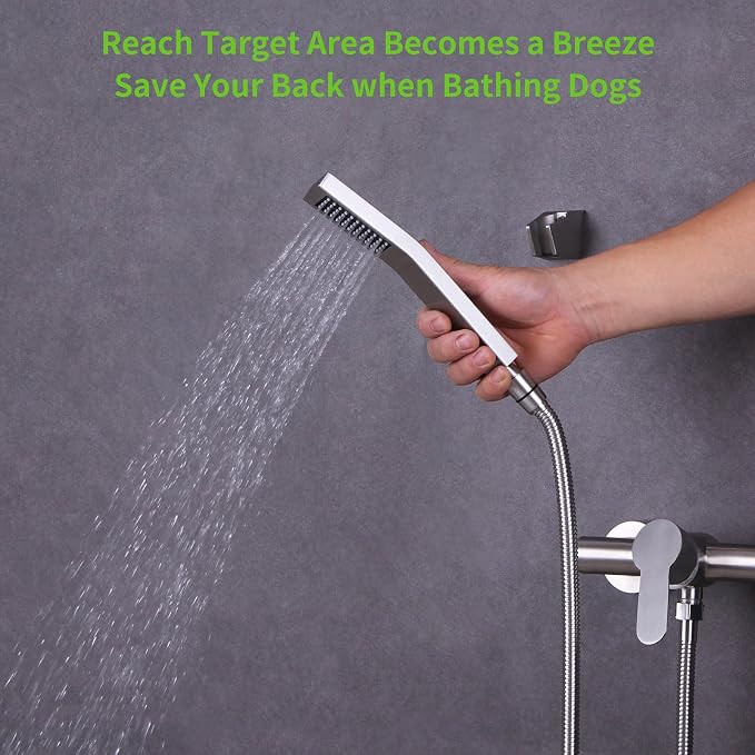 Brushed Nickel Shower Hose 59", Angle Simple Stainless Steel Replacement Head - Image 8