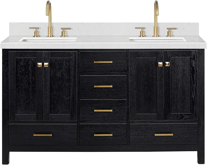 ARIEL Cambridge 60 Inch Double Rectangular Sink Bathroom Vanity - Image 11