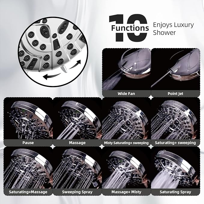 Shower Head, 10 Functions High Pressure shower head - Image 4