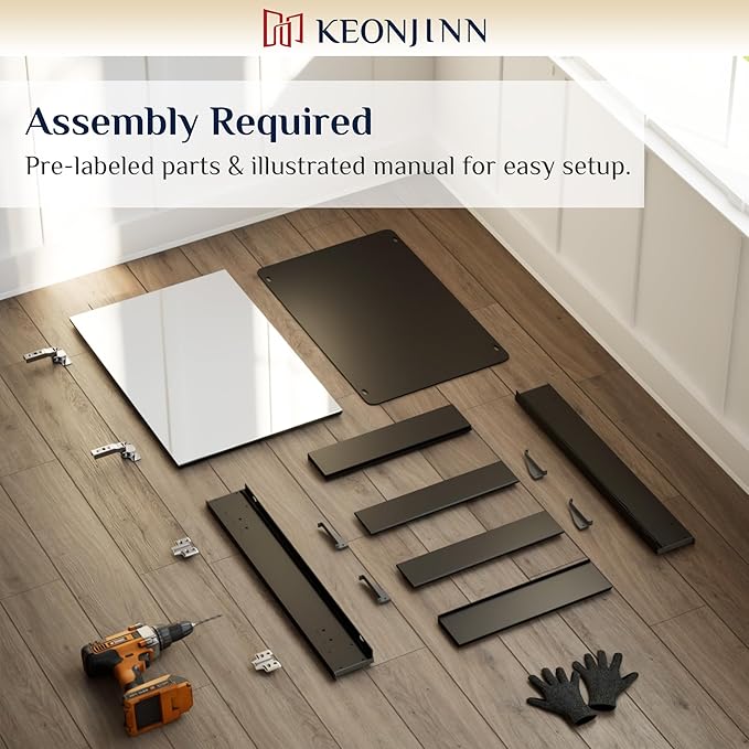 Keonjinn 36 x 24 Inch Black Medicine Cabinet, Bathroom Medicine Cabinet - Image 4