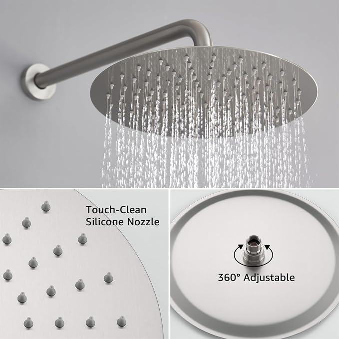 Iriber Brushed Nickel Round Rain Shower System - Image 3