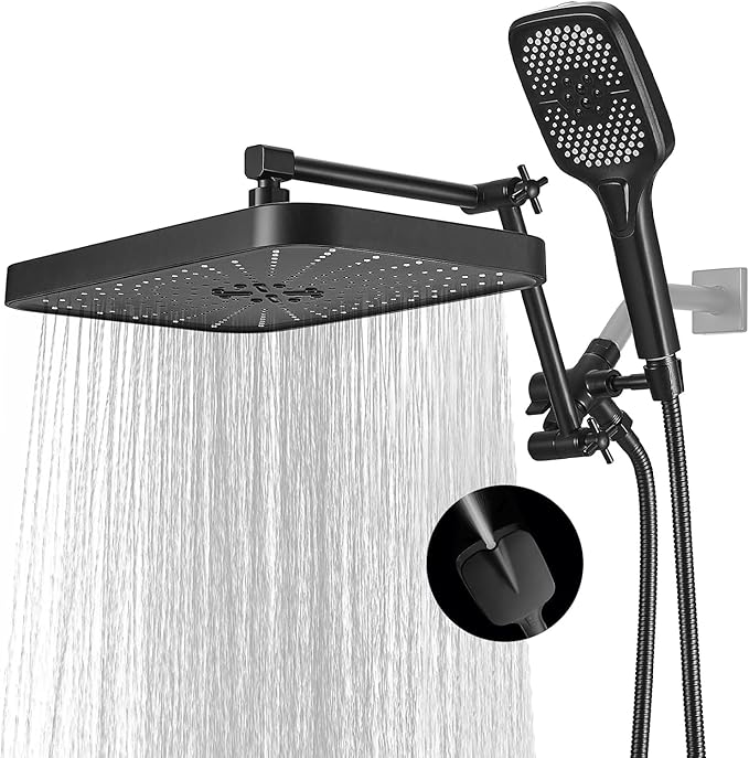14 Inch Large Shower Head with Handheld Spray Combo and Extention Arm, Rain by JcrobforBetterLife