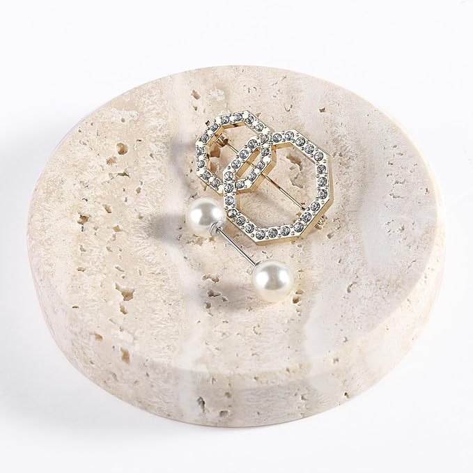 Koville Small Travertine Jewelry Dish, Natural Stone Decorative Dish, Aesthetic by Koville