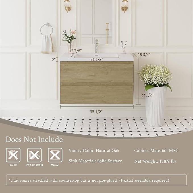 36" Floating Bathroom Vanity - Image 6