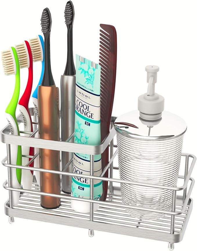 Toothbrush Holders, WHALCHI Bathroom Toothbrush Organizer 6 Slots Rustproof by InnovativeConvenient