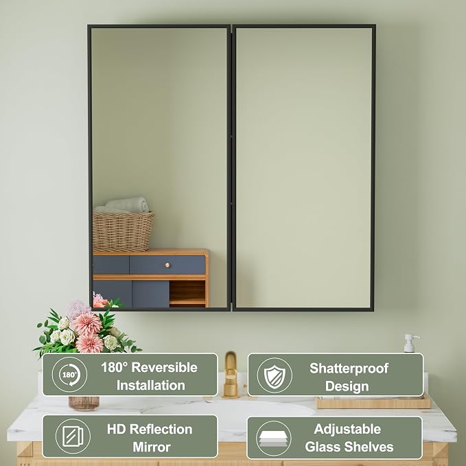 Buruis 30" x 30" Framed Medicine Cabinet - Image 6