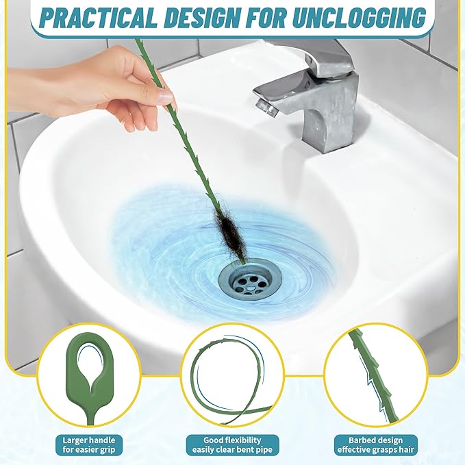 35.5 Inch Drain Clog Remover Tool, 30 Inch Sink Snake Drain Tool & 59 Inch Tube - Image 4